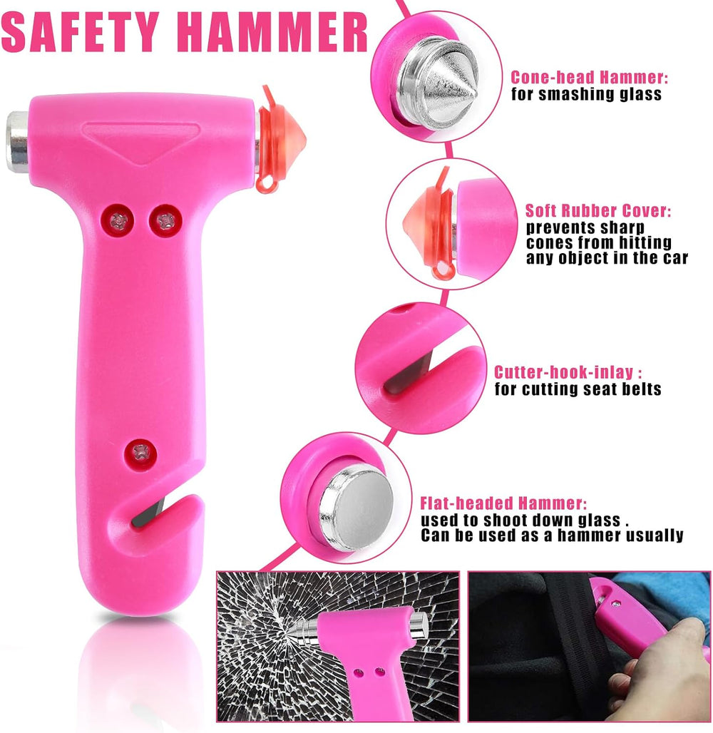 Car Emergency Kit, Pink Roadside Emergency Car Kit with Jumper Cables, Tow Ro...