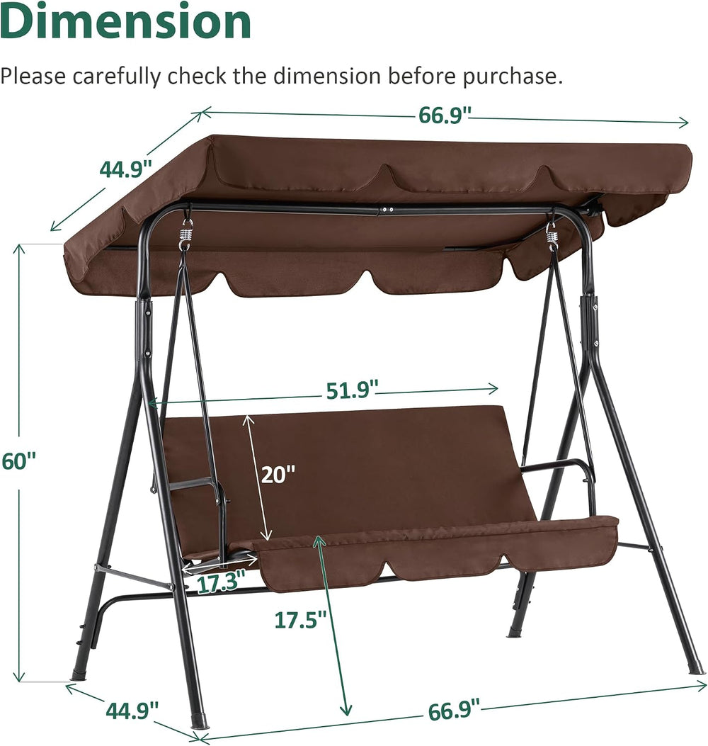 MCombo 2-3 Person Outdoor Patio Swing Chair, Convertible Canopy Hanging Swing...
