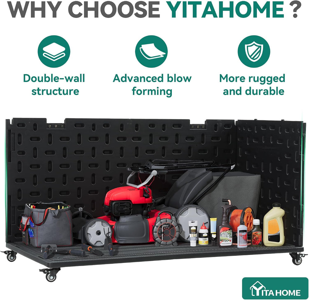 YITAHOME 90 Gallon Outdoor Storage Box with 6 Wheels