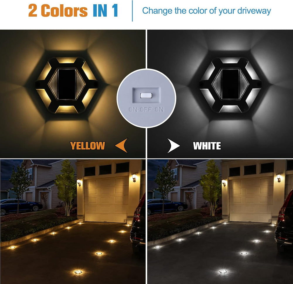 VOLISUN Solar Dock Driveway Deck Outdoor Pathway LED Lights, 12-Pack