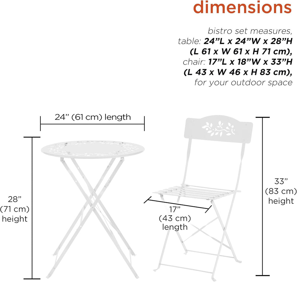 Alpine Corporation Indoor/Outdoor 3-Piece Bistro Set Folding Table and Chairs...