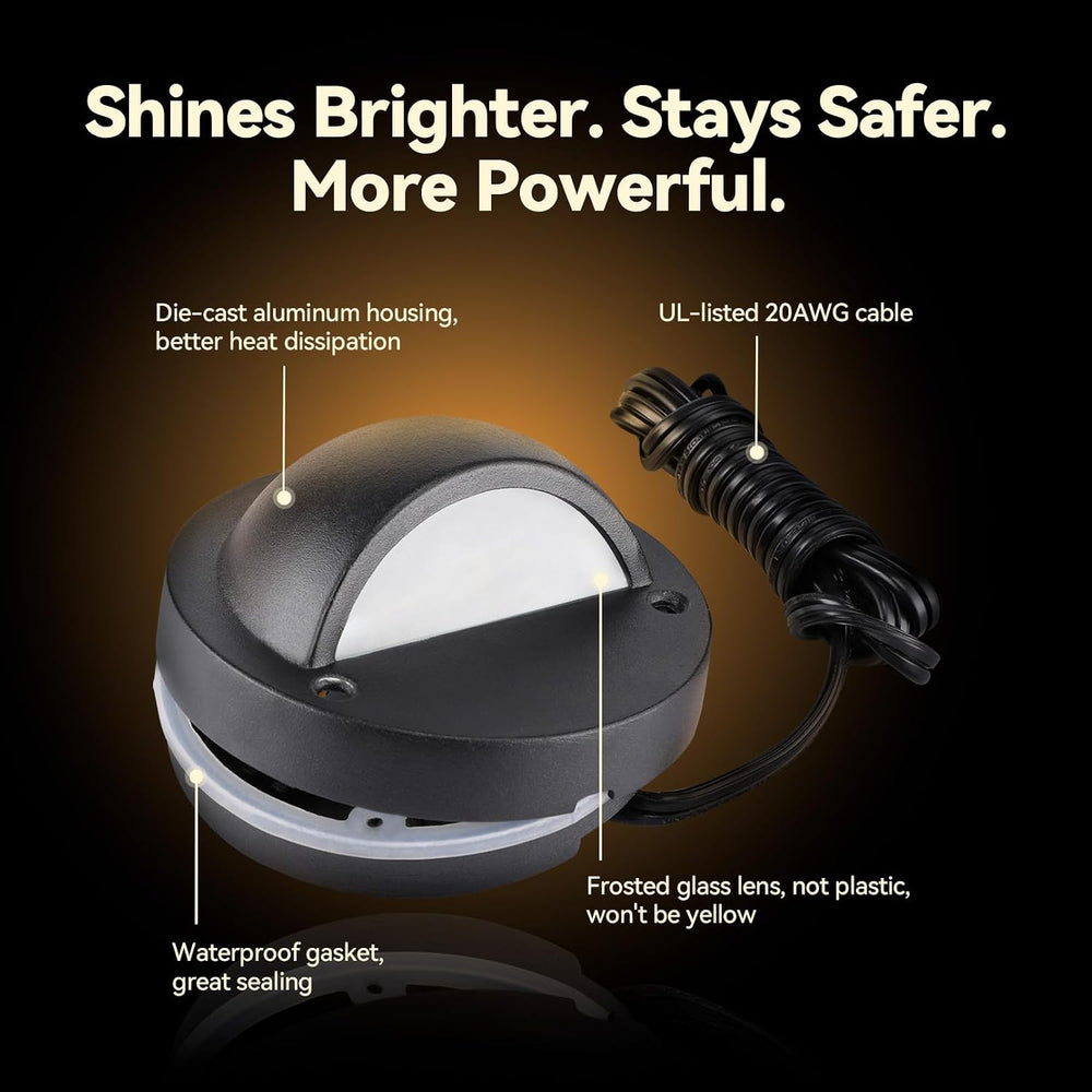 LEONLITE 12-Pack 5CCT 3.74inch Low Voltage LED Deck Lights, Black