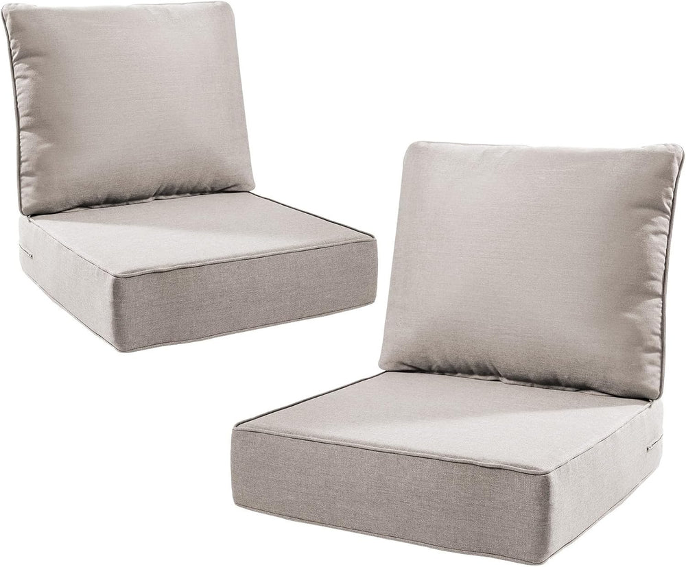 6" Thick Outdoor Cushions 22x24x6, 2-Set Deep Seat Patio Cushions with R...