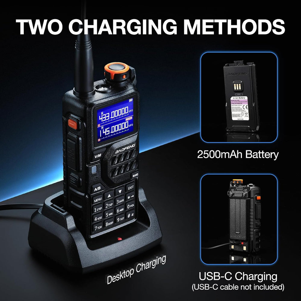 BAOFENG K5PLUS 10W Tri-Band Ham Radio with Long High Gain ANT & Speaker Mic