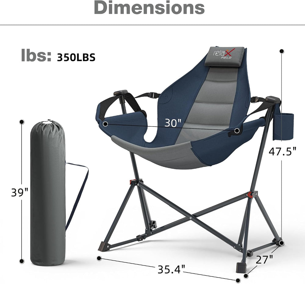 Hammock Camping Chair, Oversized Swinging Chair, 350LBS,Navy