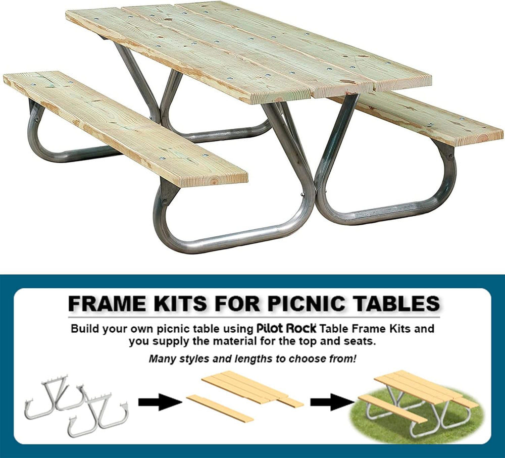 Pilot Rock Picnic Table Frame Kit - Non-Tip - 6-8 ft - Galvanized Steel