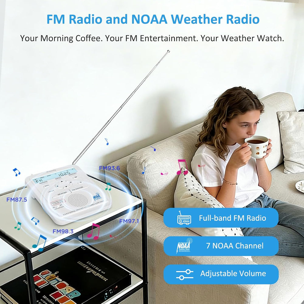 DreamSky Weather Radio NOAA Alert with Battery Backup & FM Radio for Home