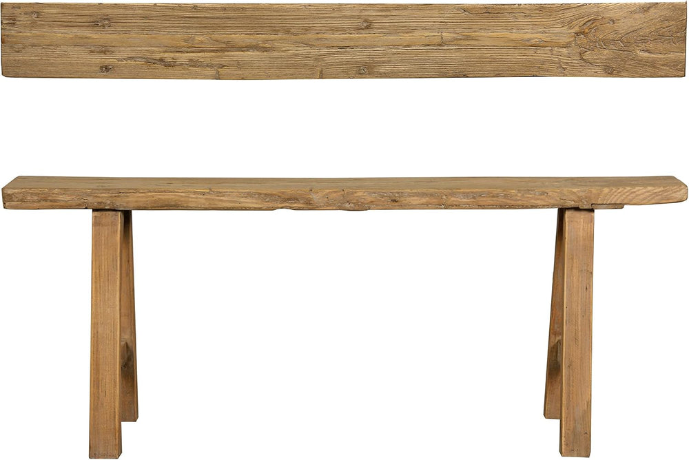 Artissance Rustic Natural Wood Noodle Bench, Long Wooden Entryway Bench, Weat...