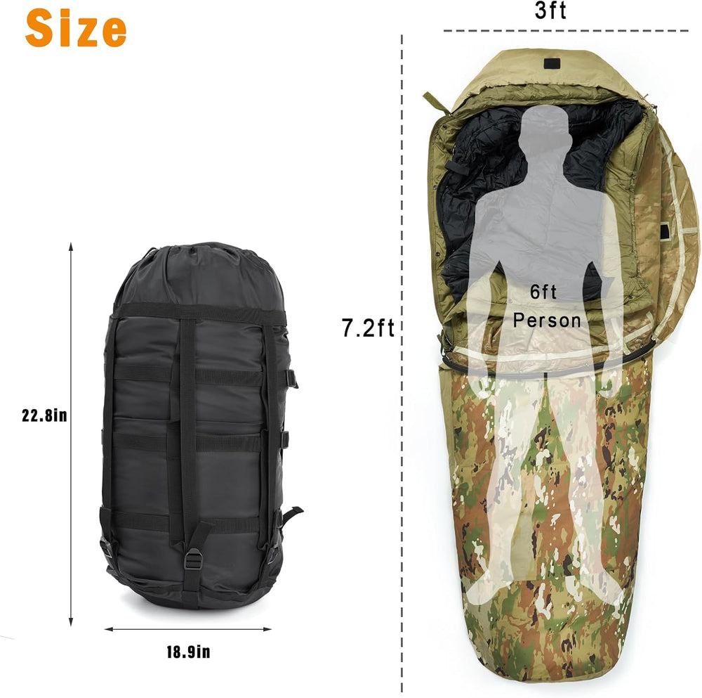 MT Army Military Modular Sleeping Bags System, Multi Layered with Bivy Cover ...