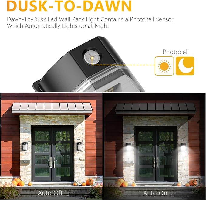 30W LED Wall Pack Light with Dusk to Dawn Sensor, 3600LM, 5000K Daylight, 120...