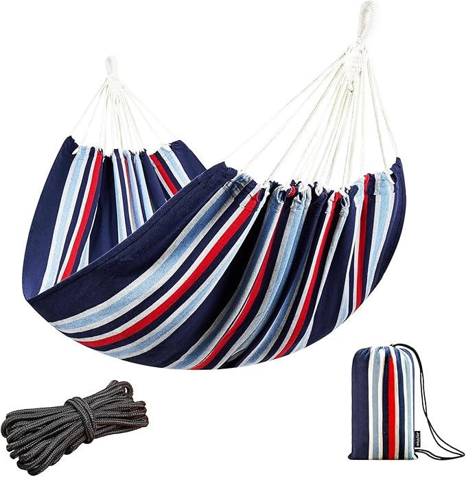 JoyView Brazilian Double Hammock with Hanging Ropes Extra Large 86.6x59” Port...