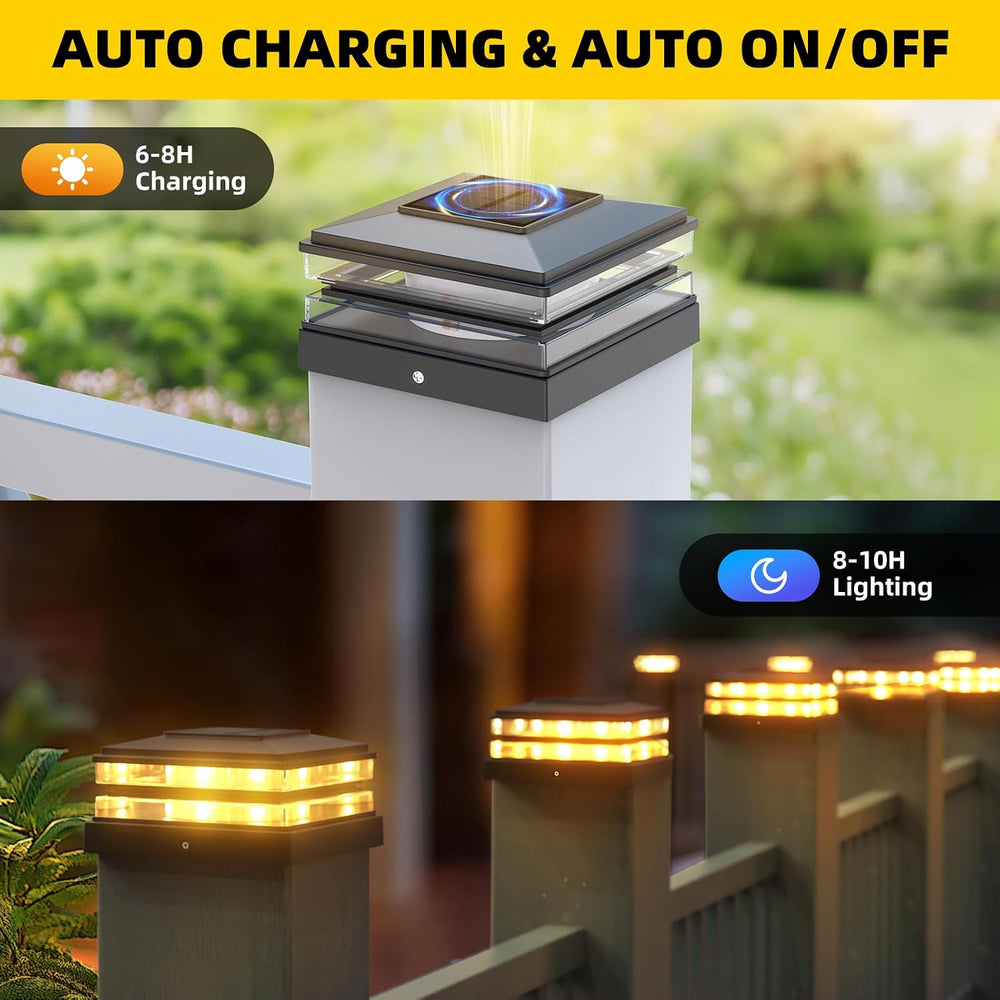 12 Pack Solar Post Cap Lights Outdoor Waterproof, Warm & Cool White, Blac...
