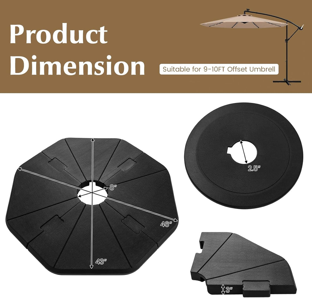 Tangkula 4-Piece Patio Umbrella Base, 208 lbs Heavy Duty Offset Cantilever Um...