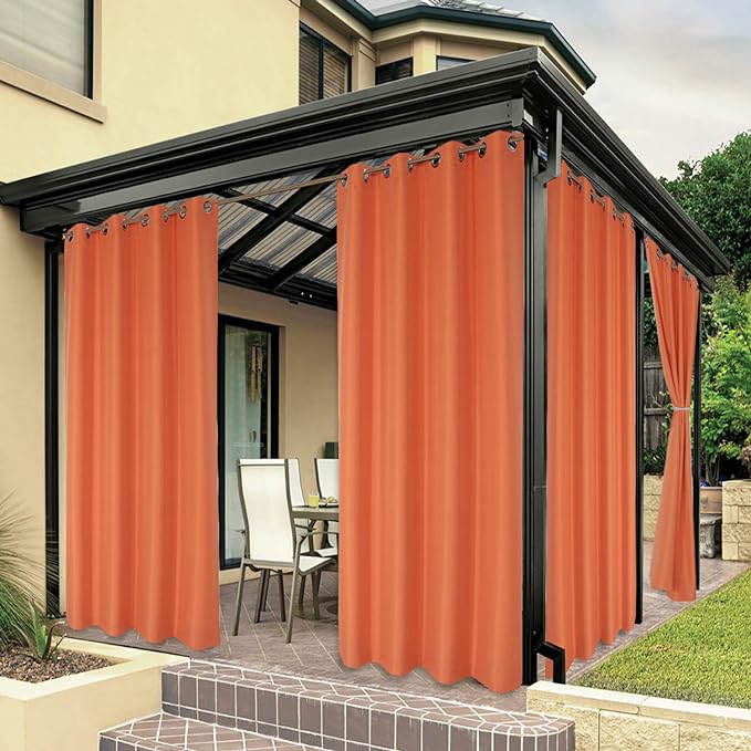 BONZER Waterproof Indoor/Outdoor Curtains for Patio Thick Privacy Grommet Cur...