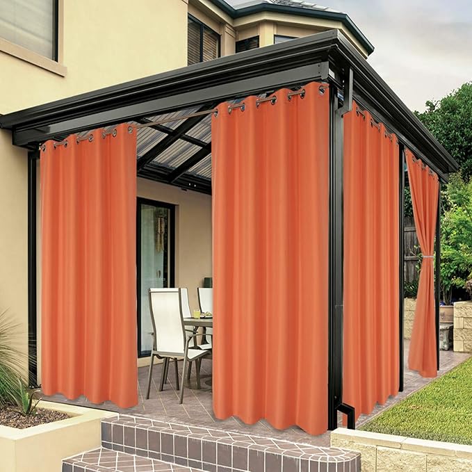 BONZER Outdoor Curtains for Patio Water Resistant Heavy Privacy Light Filteri...