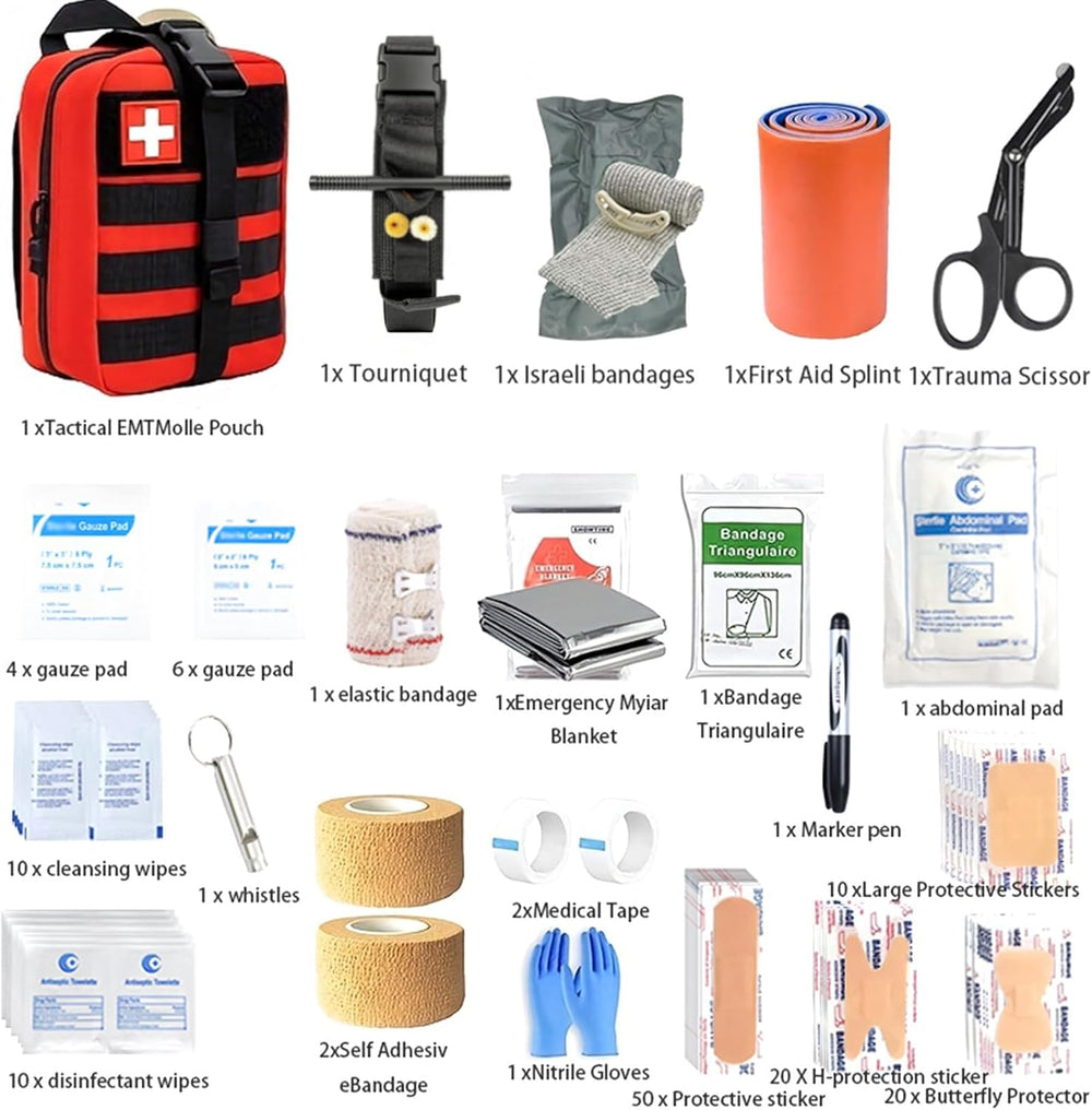 IFAK Trauma Kit with Emergency Compression Strap, 6-Inch Bandage, Splint, Out...