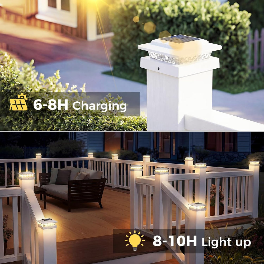 kolpop Solar Post Cap Lights Outdoor 10 Pack, 3 Color Temps&2 Brightness