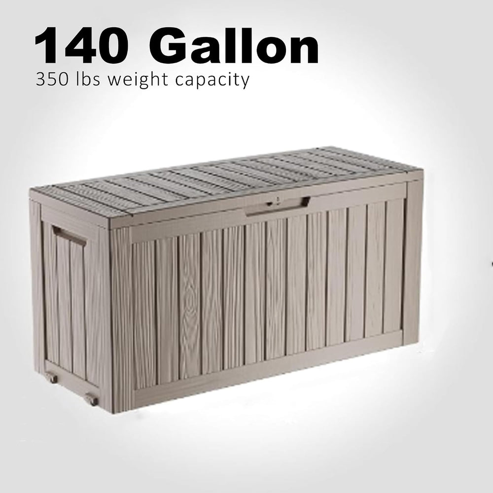 ROJIK 140 Gallon Outdoor Storage Waterproof Housing Deck Box, Grey