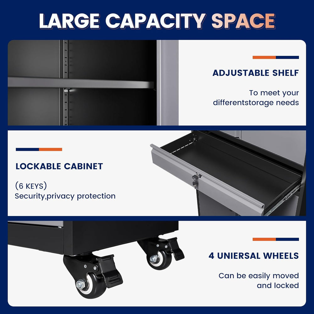 Yizosh Metal Garage Storage Cabinet with Locking Doors and Adjustable Shelves...