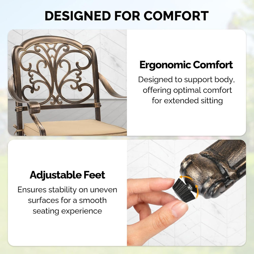 VINGLI Patio Chairs Set of 2 - Stackable Outdoor Cast Aluminum Dining Chairs ...