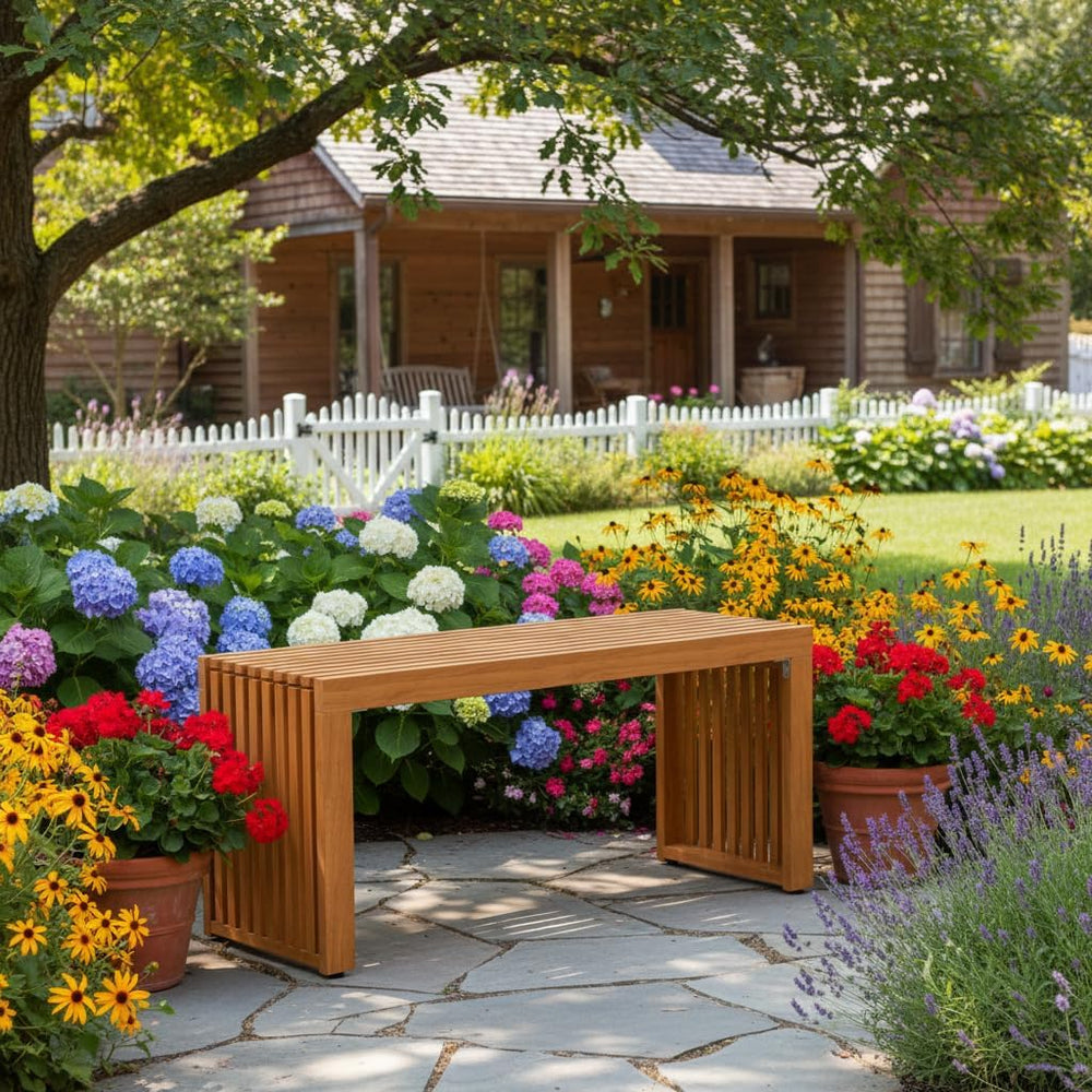 Tangkula Acacia Wood Outdoor Bench, 36”Garden Bench for 2 Person, 2 Pack