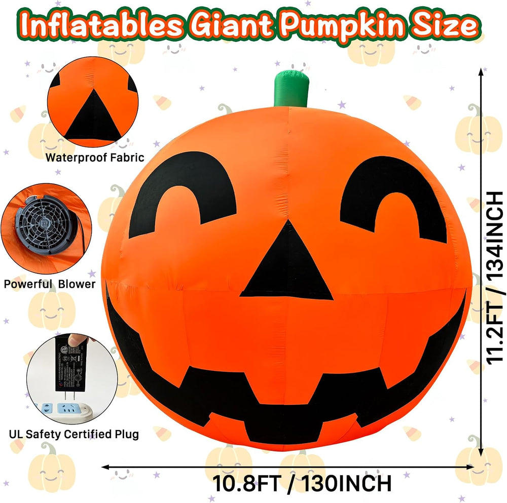 Giant 11.2Ft Halloween Inflatables Pumpkin Decorations, Extra Large Halloween...