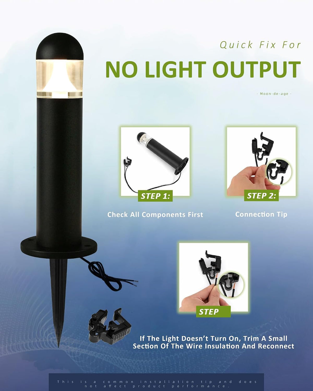 Pathway Lights Outdoor, 12V LED Bollard Light, Black, 2 Pack