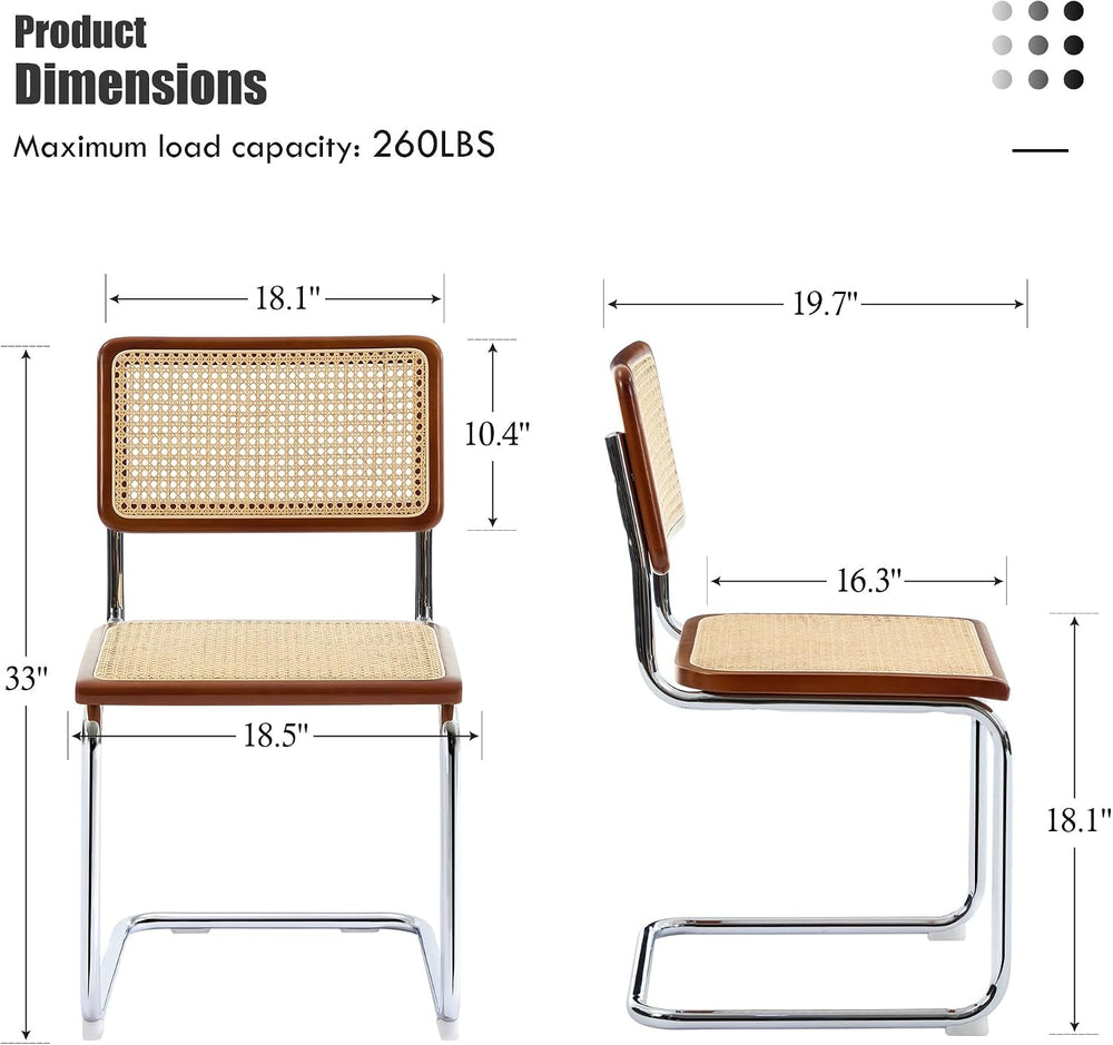 Rattan Dining Chairs Mid Century, Cesca Chairs Set of 4 for Kitchen Room