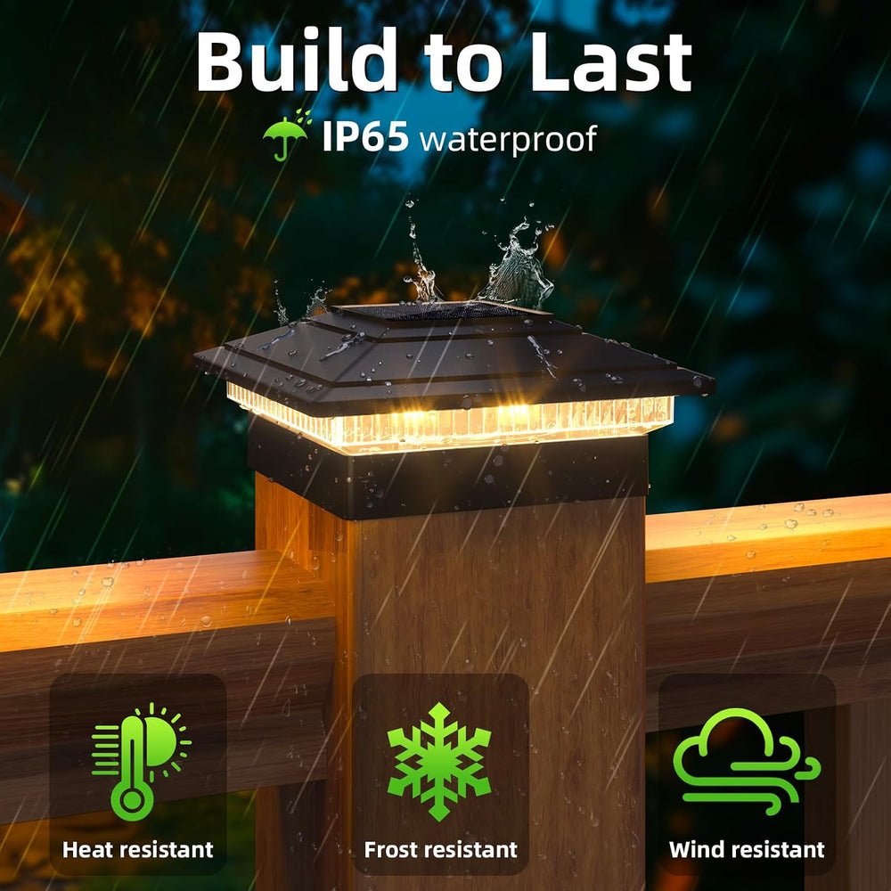 Solar Post Cap Lights 12pack,Warm & Cool Light,for 4x4 5x5 6x6 Posts Black
