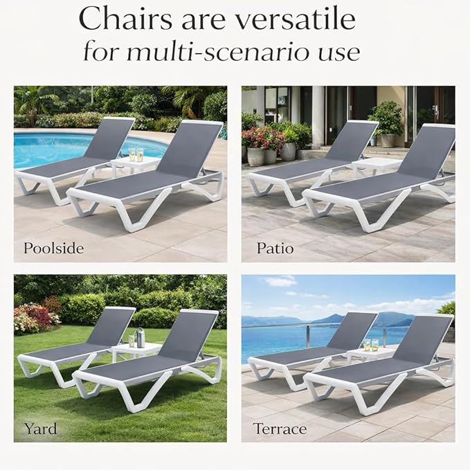Kozyard Outdoor Chaise Lounge Chair, Full Flat Adjustable Patio Lounger with ...