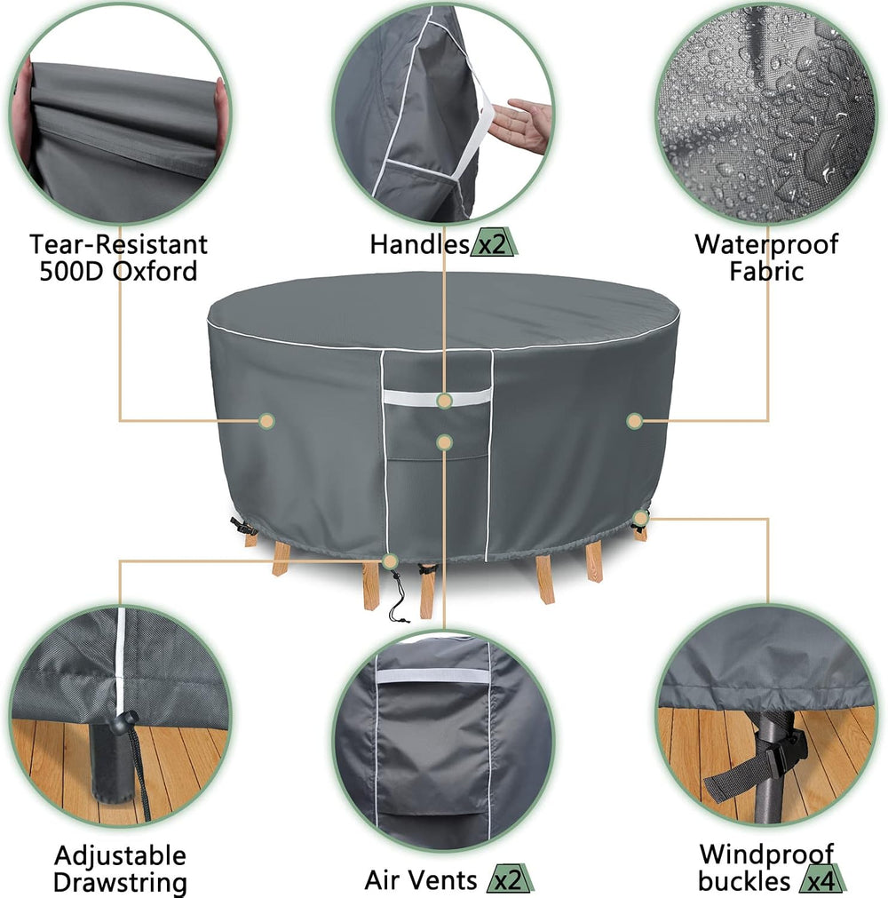 Gasadar Round Patio Furniture Covers Waterproof, Round Outdoor Furniture Cove...