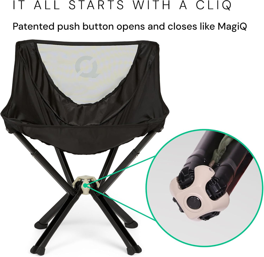 ClassiQ 2-Pack Camping Chairs with Free Carry Bag, Portable, Black