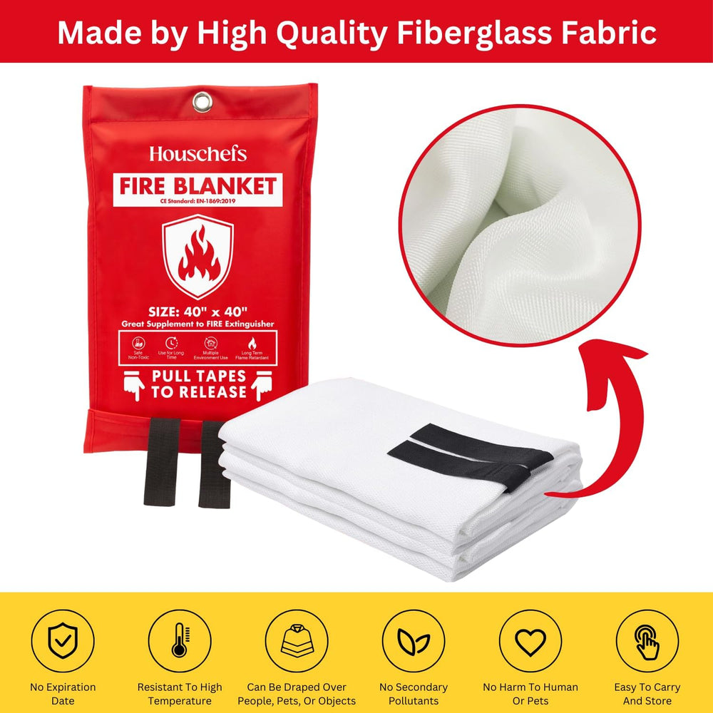 Emergency Fire Blanket for Home & Kitchen, Fiberglass Fire Suppression Bl...