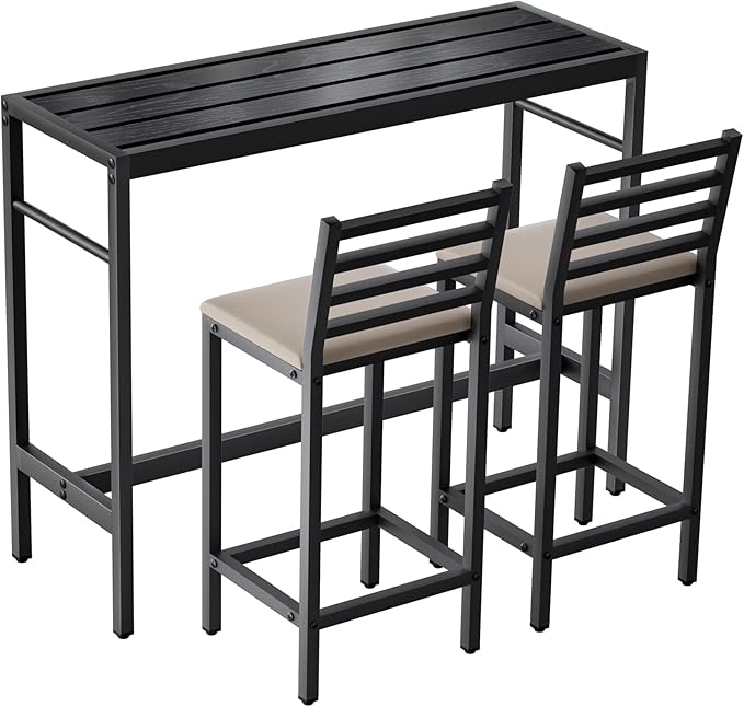 Outdoor Patio Bar Set 3 Piece,50" Rectangular Counter Height High Top Ba...