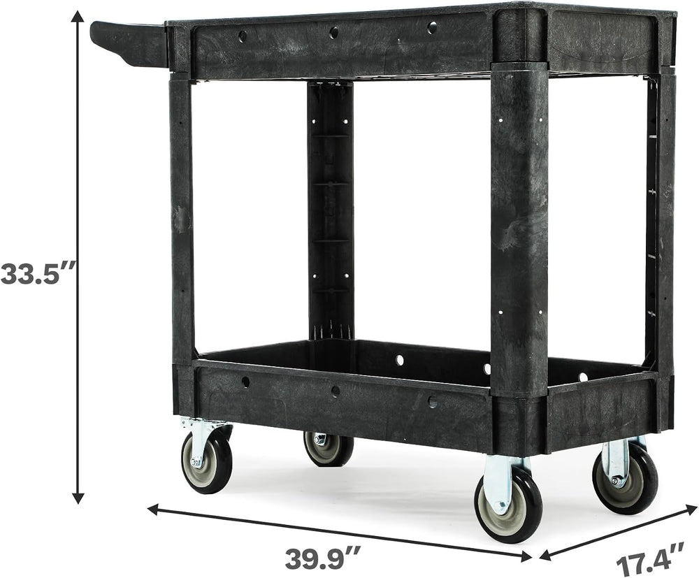 DWVO 40 x 17 in Heavy Duty Rolling Utility Cart on Wheels Black