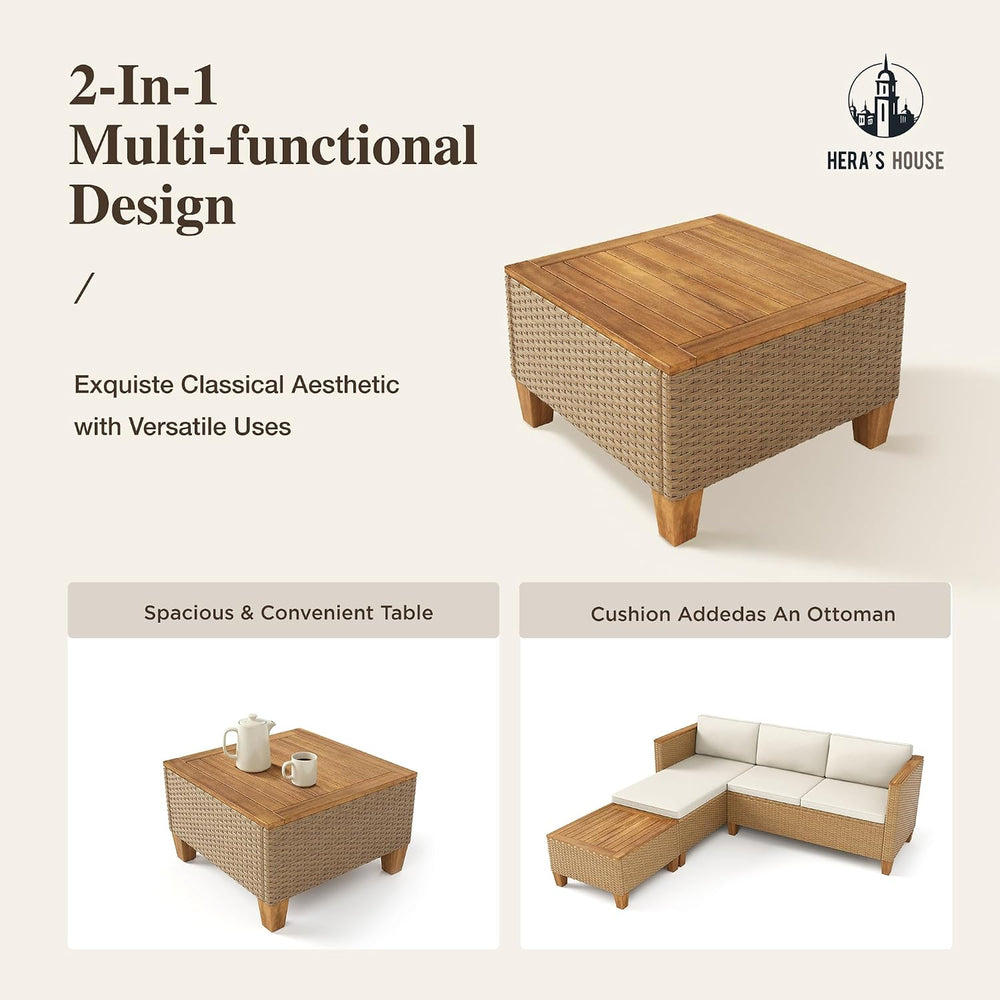 HERA'S HOUSE 3-Piece Wicker Patio Sectional Furniture Set, 4-Seat, Yellow