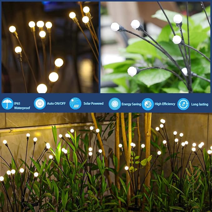 TONULAX Solar Garden Lights - Upgraded Solar Swaying Light, Sway by Wind, Out...
