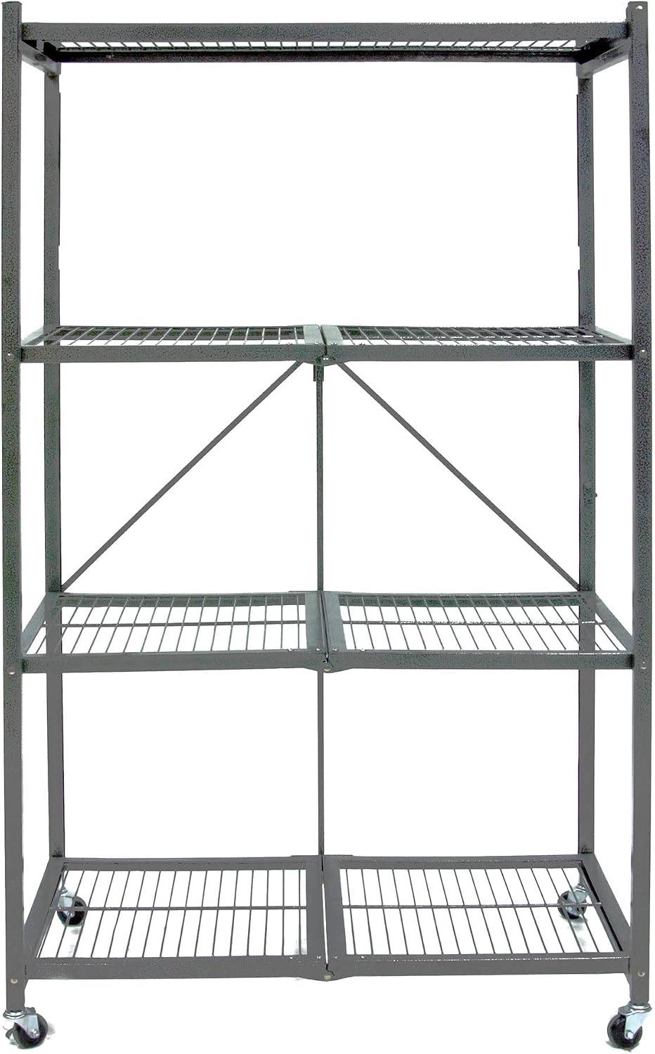 Origami R5 Series Foldable 4-Tier Heavy-Duty Steel Storage Rack, Pewter