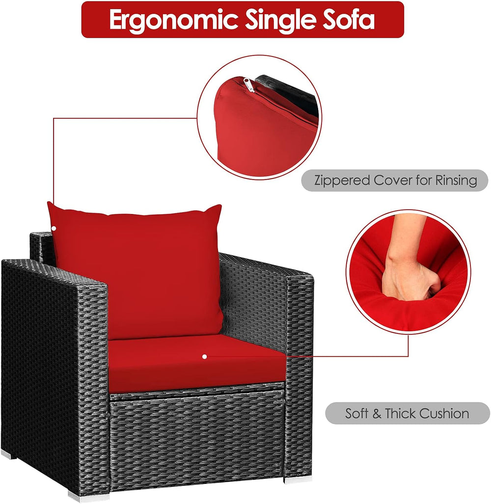 HAPPYGRILL 3 Piece Patio Furniture Set Rattan Wicker Patio Conversation Set w...
