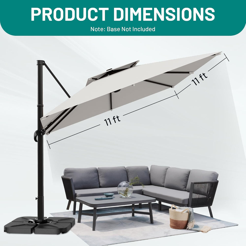 AreShark Double-Top Cantilever Patio Umbrella
