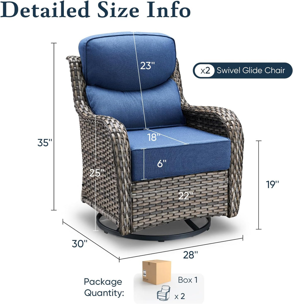 Belord Luxury 6" Thick Cushioned Outdoor Swivel Rocker Patio Chairs of 2...