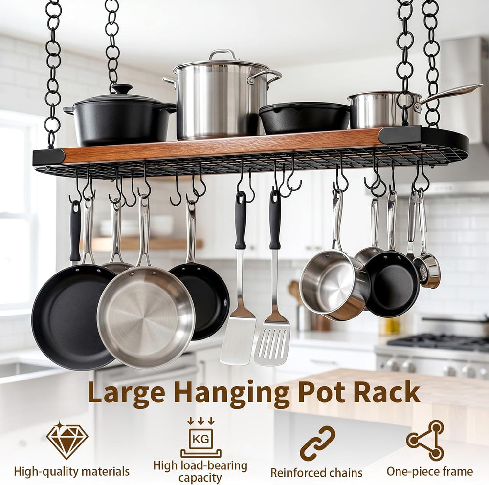 48 Inch Large Hanging Pot Rack Ceiling Mount,Heavy Duty Pot and Pan Rack with...