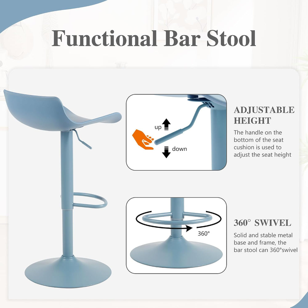 YOUNIKE Bar Stools Set of 2 Counter Height Chairs Barstools Light Blue