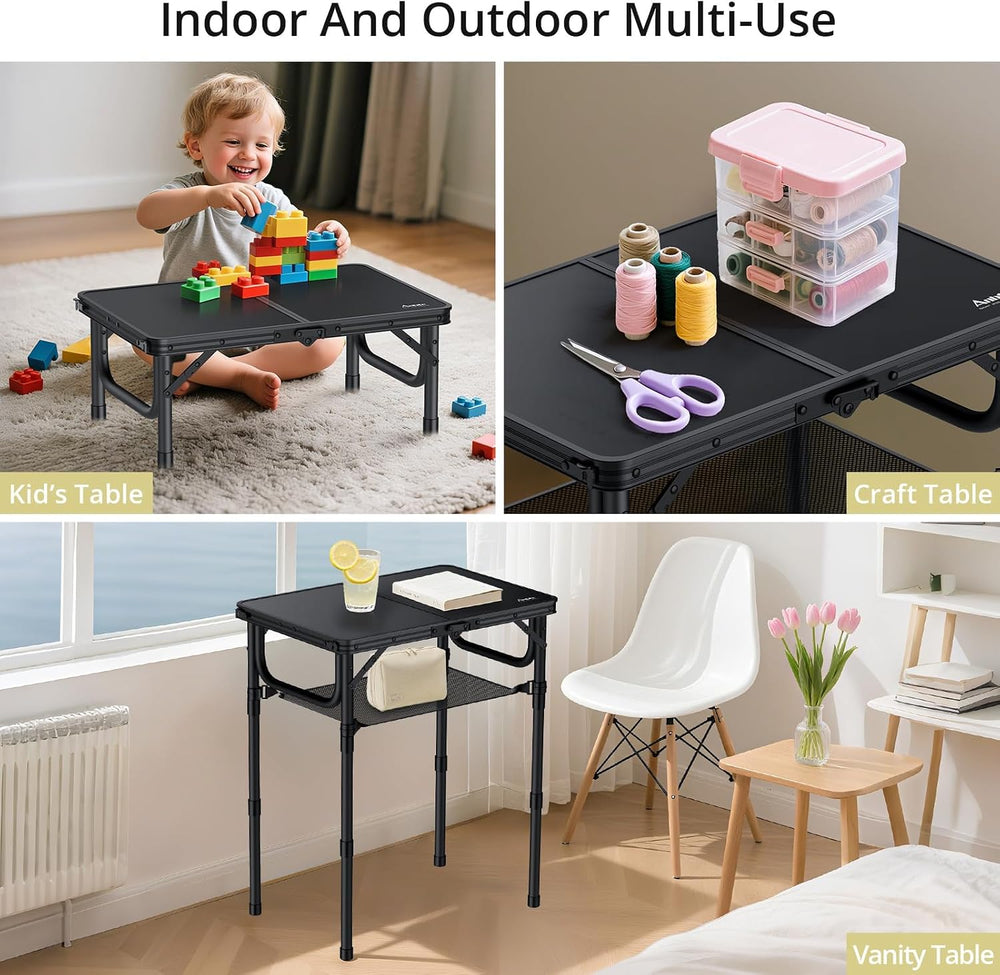 Anbte Folding Camping Table, 24"X 16" Adjustable Height Small Foldi...