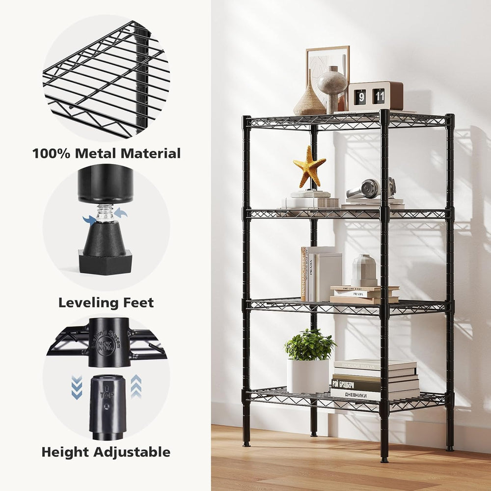 DUMOS 4-Tier Metal Storage Shelves, Shelving Unit, Storage Rack, 23.3" W