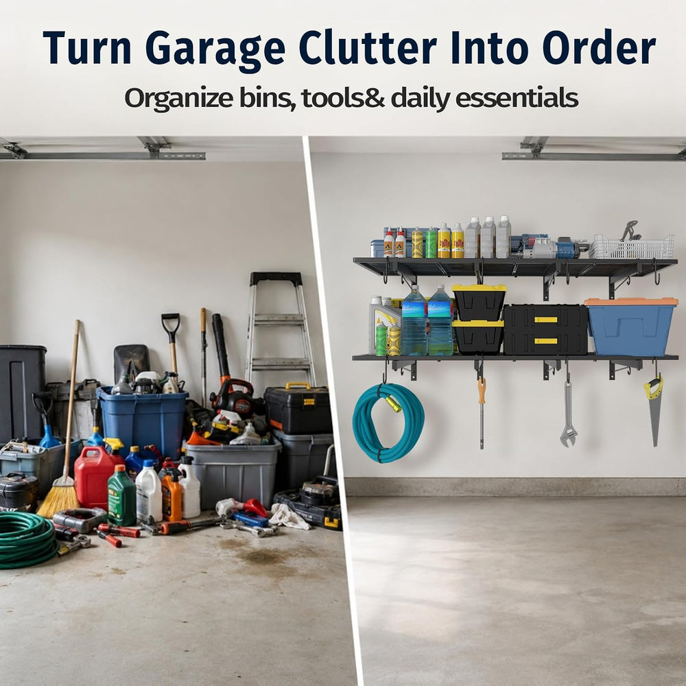 Garage Wall Shelving 2 Pack, 47 x 15.7 in Heavy Duty Garage Storage Shelves W...