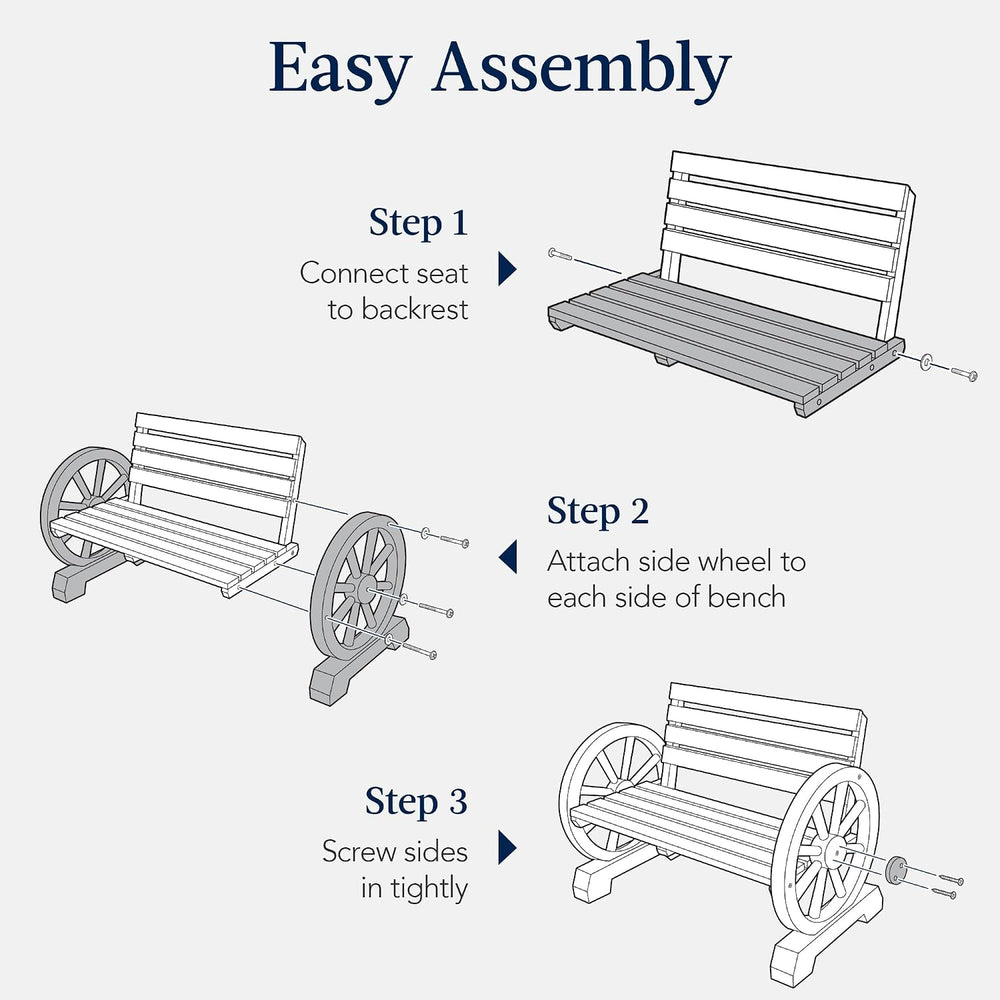 Best Choice Products 2-Person Wooden Wagon Wheel Bench for Backyard, Patio, P...