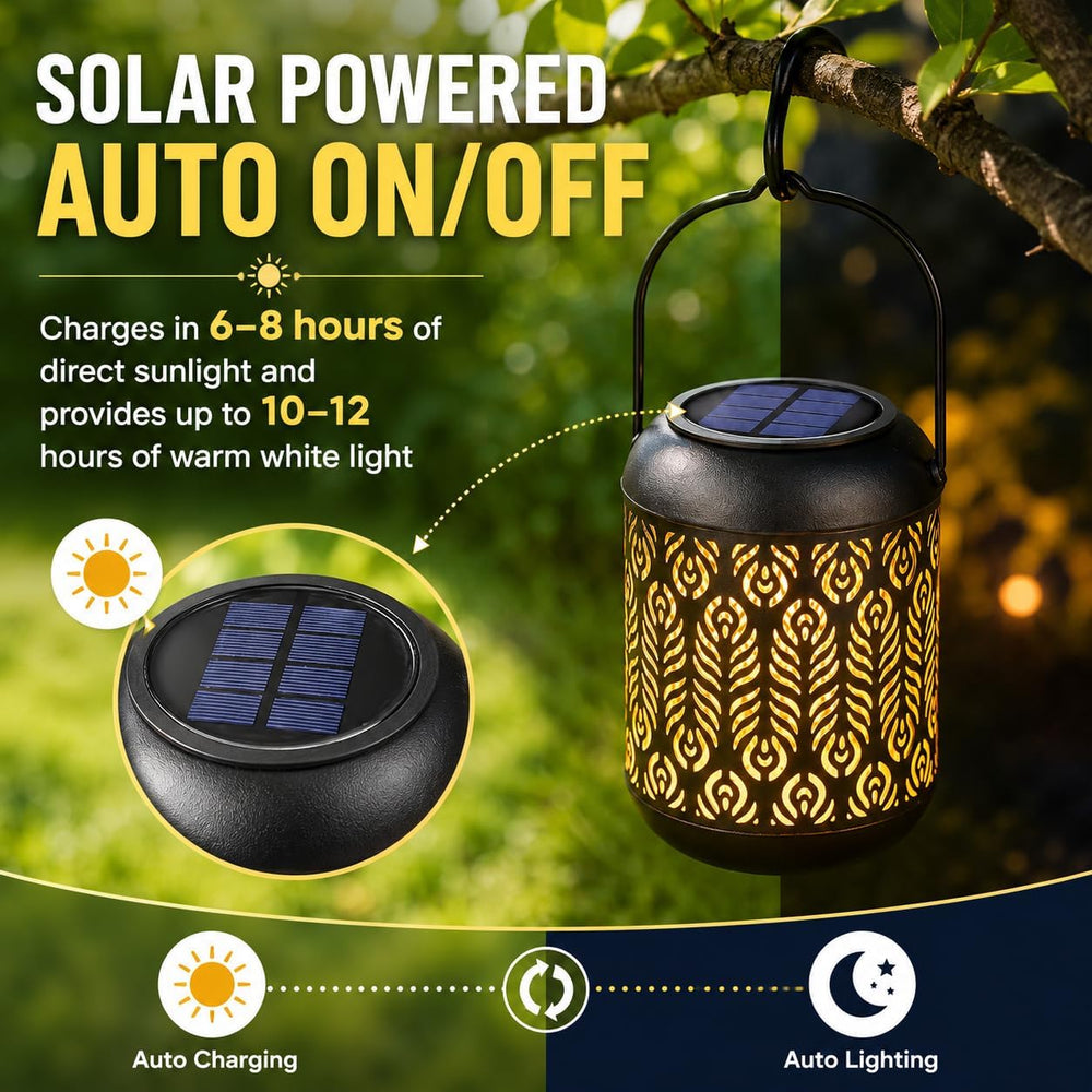 LeiDrail Solar Lantern Outdoor Hanging Lanterns Garden Metal Decorative Light...