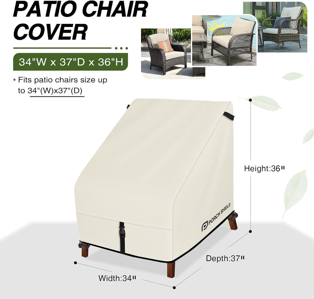 Porch Shield Waterproof Patio Chair Cover 2 Pack 34W x 37D x 36H in, Beige