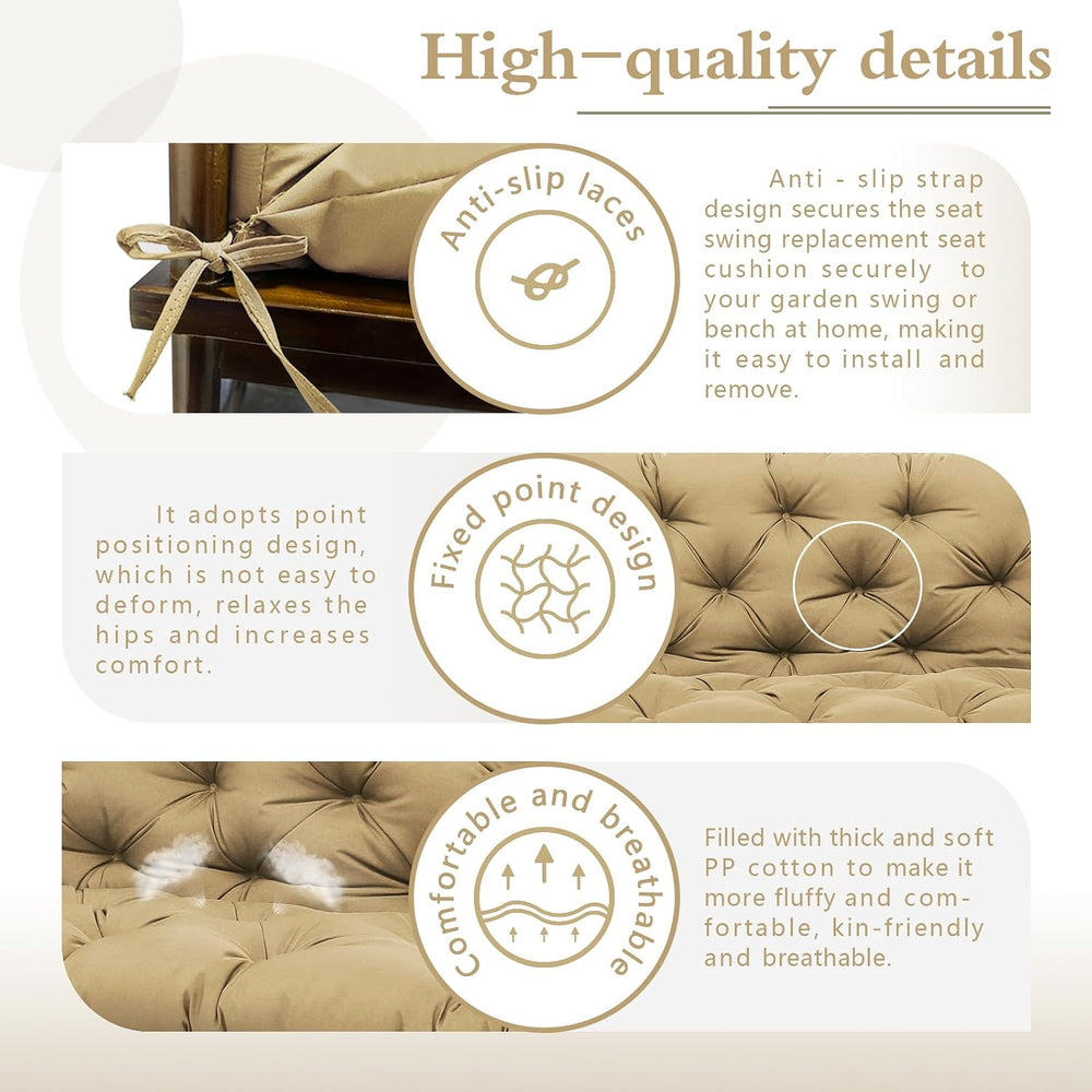 Durable Extra 5" Thick Outdoor Swing Cushions Waterproof 60 inch 3 Seate...